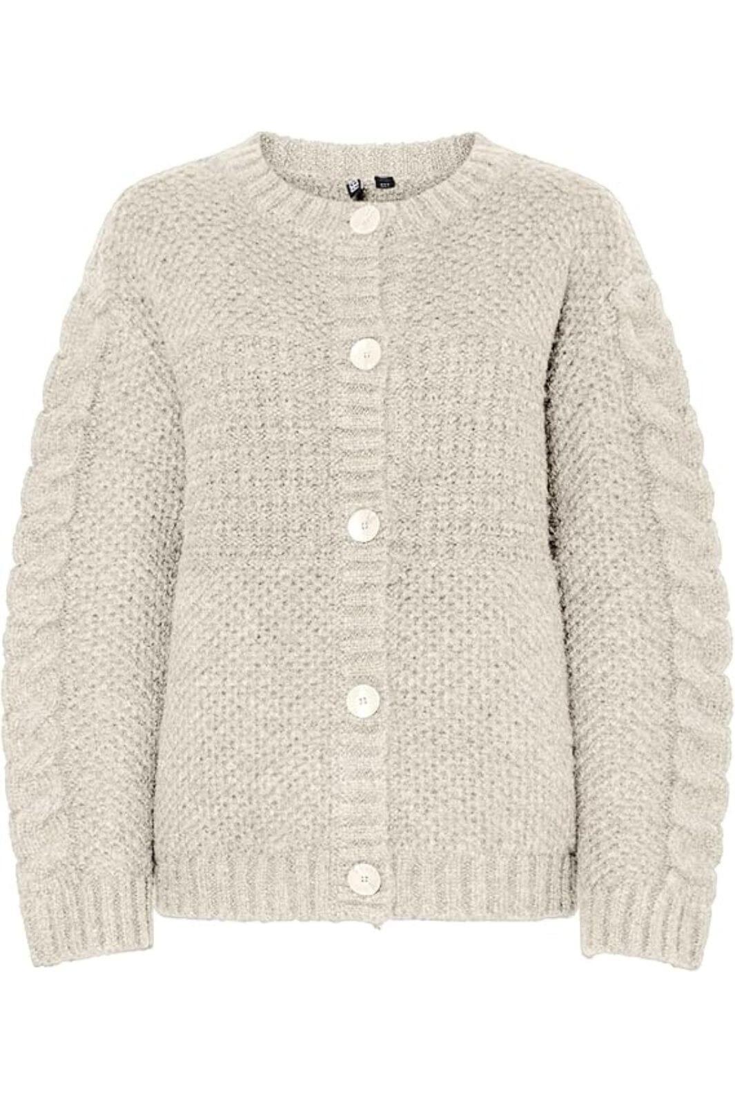 Pieces - Pcjacinthe Ls O-Neck Knit Cardigan Mpa B - 4888703 Birch Melange Cardigans