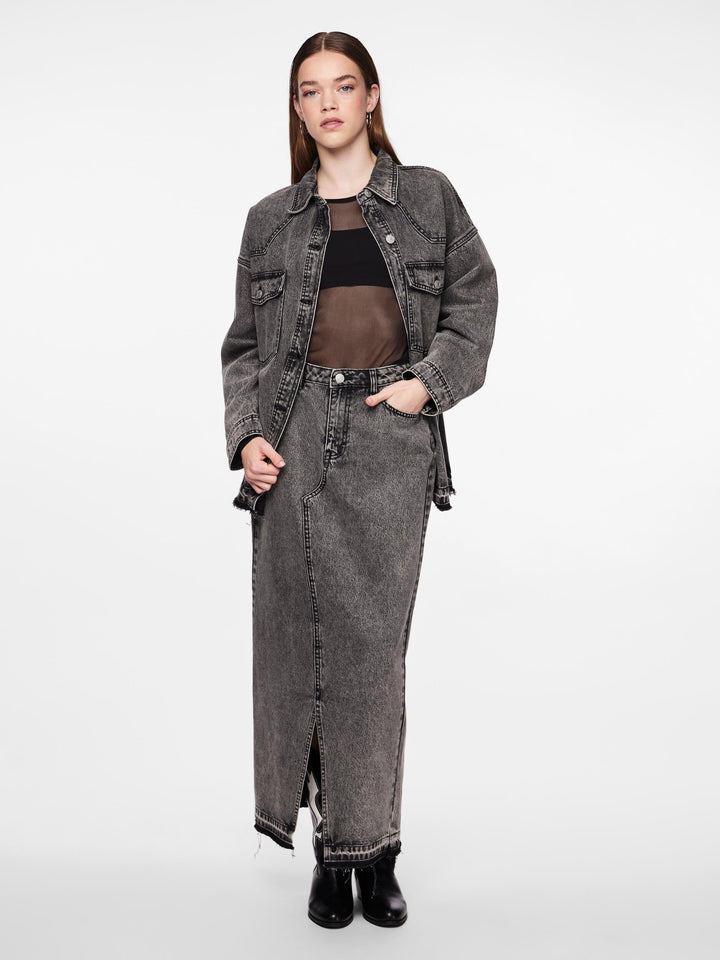 Pieces - Pcnora Ankle Skirt - 4499395 Grey Denim Nederdele