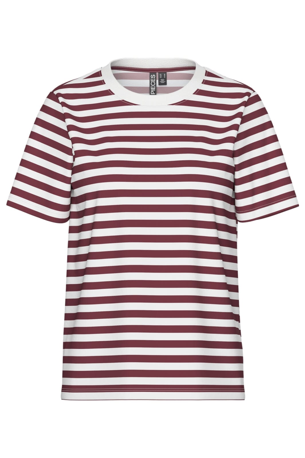 Pieces - Pcria Ss Tee Stripes - 4856960 Tawny Port Bright White T-shirts