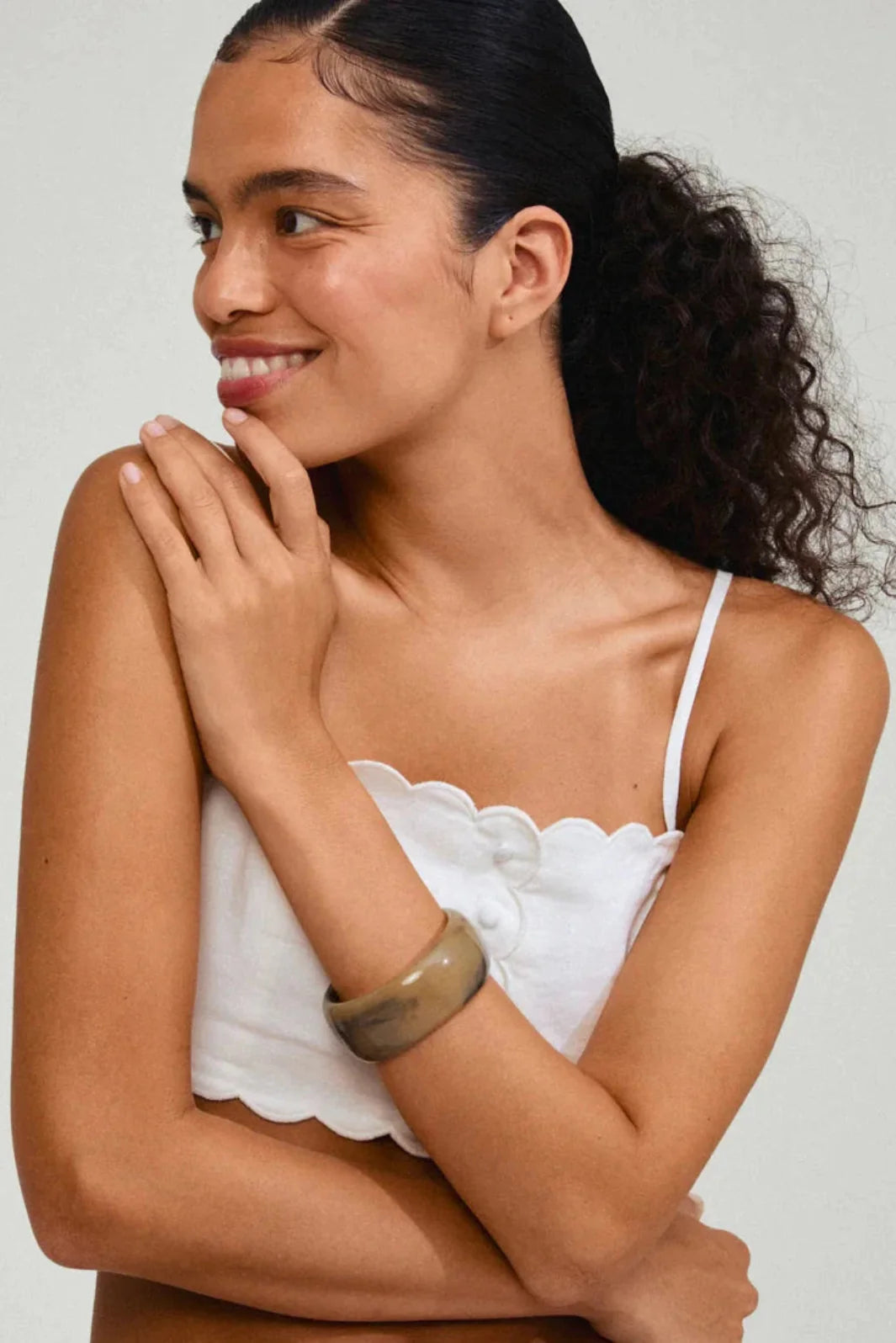 Pilgrim - Aase Maxi Bangle Green 262520122 - Silver Plated Armbånd