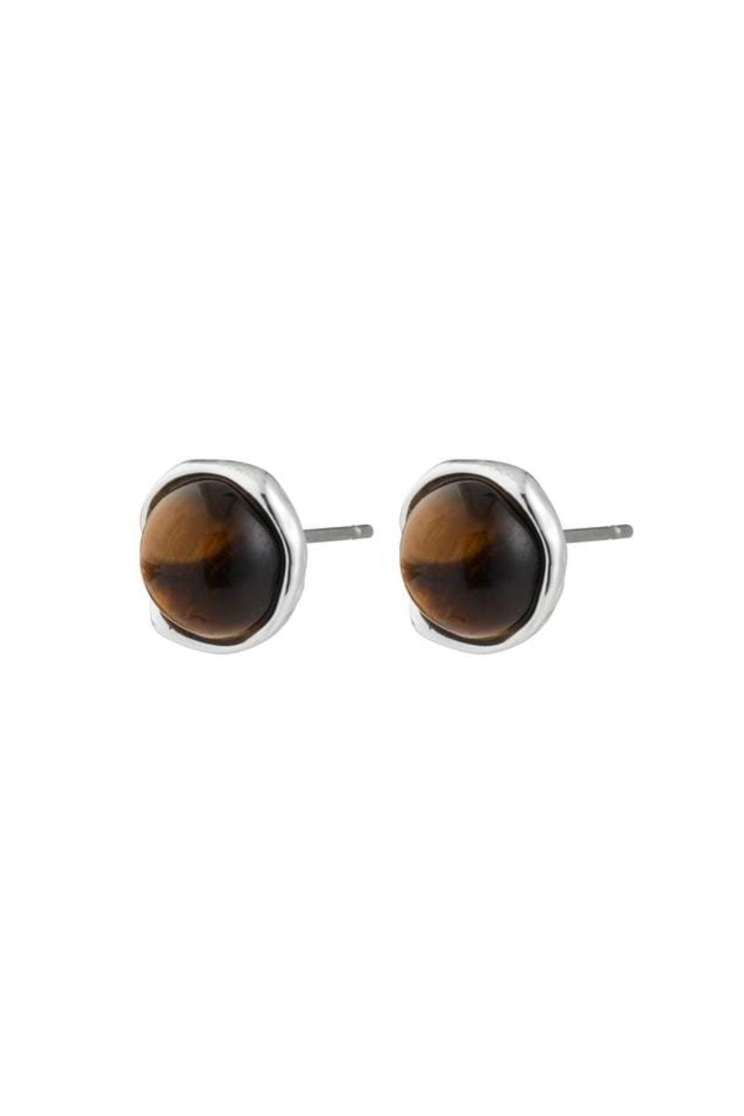 Pilgrim - Sense Earrings Silver-plated/tiger Eye 132546513 - Silver Plated