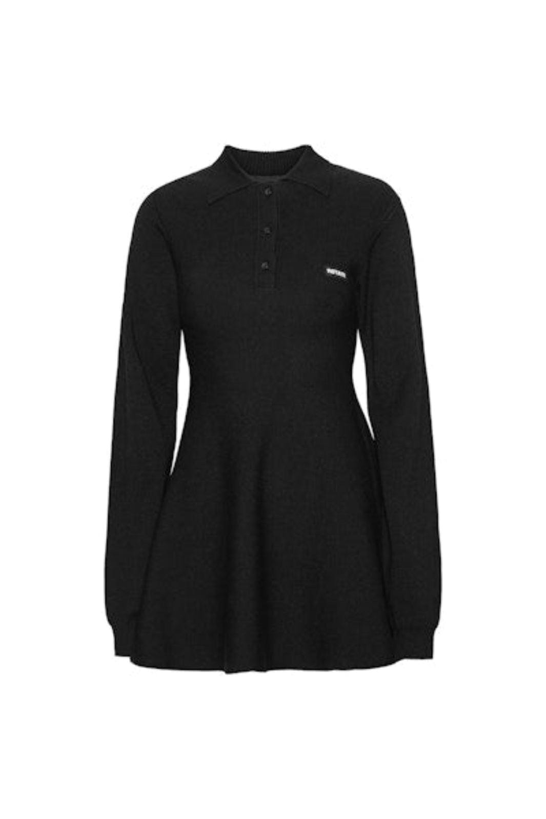 Rotate - Slinky Knit Polo Dress 115488100 - BLACK Kjoler