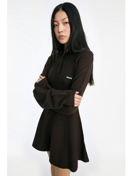 Rotate - Slinky Knit Polo Dress 1154881667 - Molé Kjoler