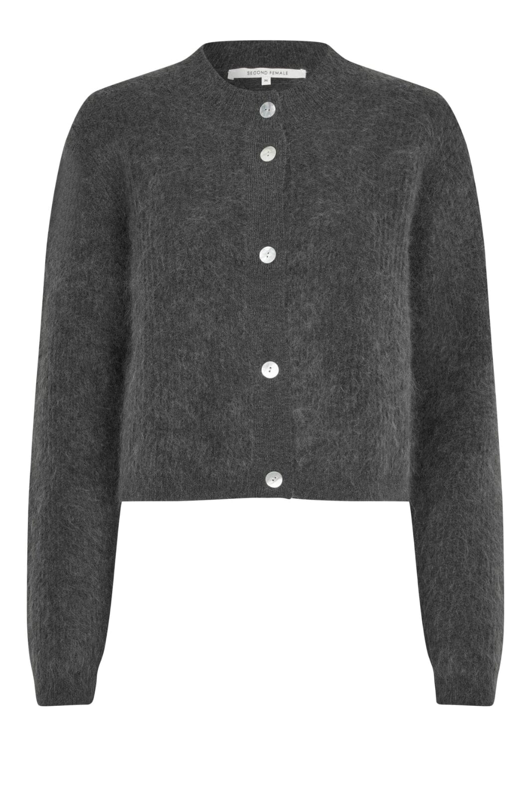 Second Female - Andrea Knit Rib LS Cardigan 60126 - 7037 Volcanic Ash