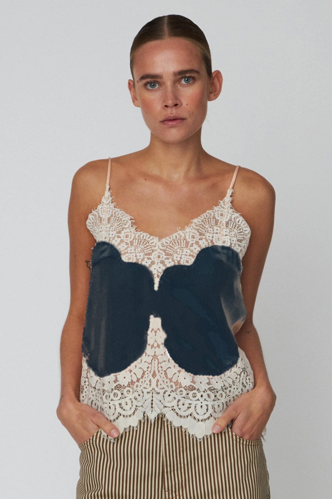 Stella Nova - Delicate Lace Topdc52-1136 - 409 Navy /creme