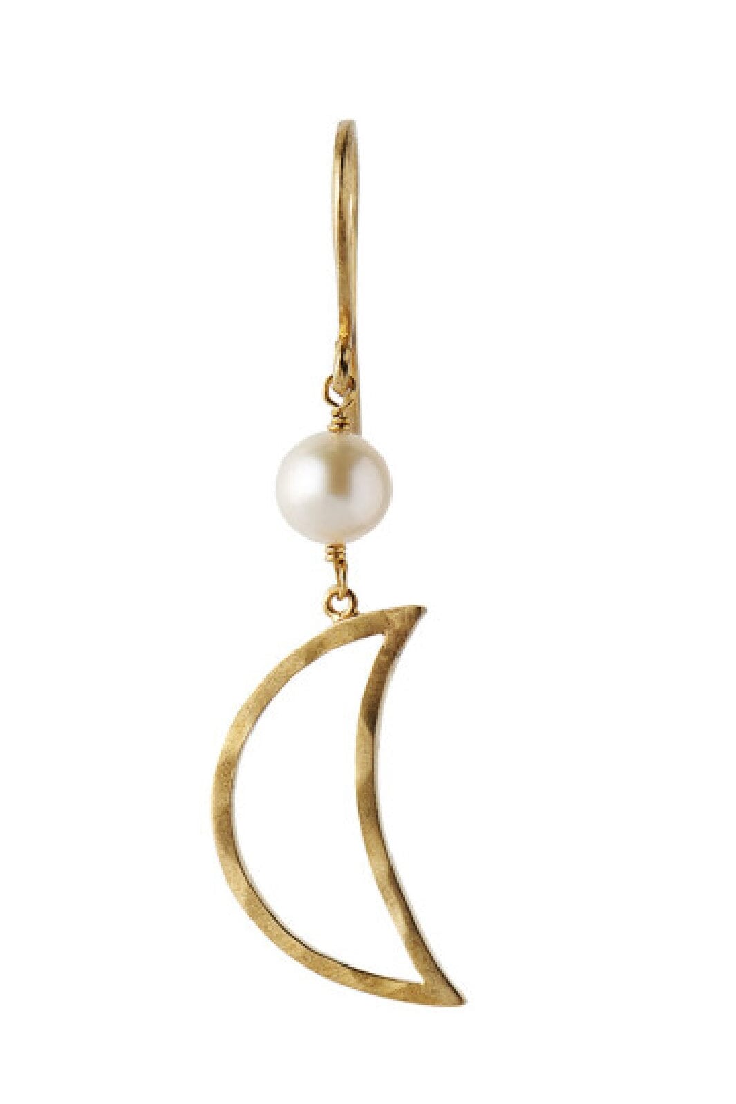 Stine A - Bella Moon Earring With Pearl Gold - 1282-02-S Øreringe