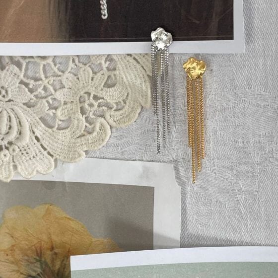 Stine A - Shell Reflections Earring With Chains Silver - Single - 1352-00-S Øreringe