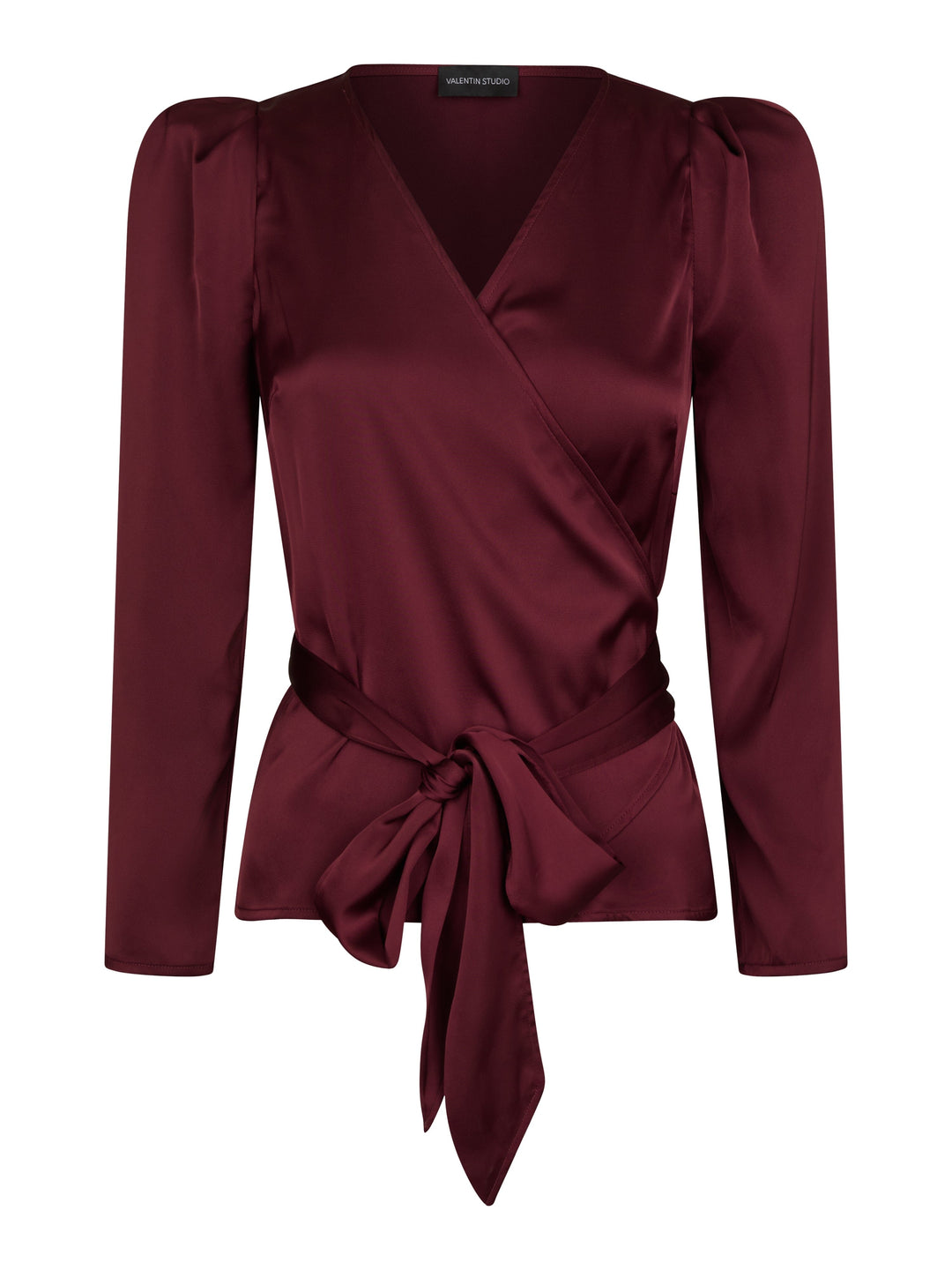 Valentin Studio - Josie Solid Satin Blouse 167298 - 162 - Bordeaux Bluser