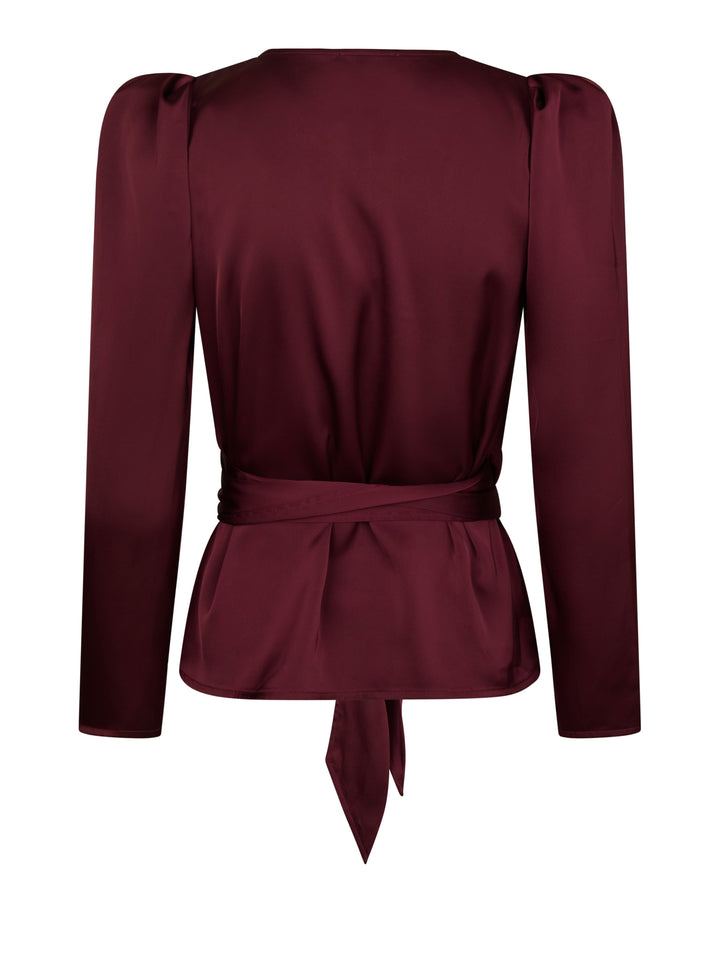 Valentin Studio - Josie Solid Satin Blouse 167298 - 162 - Bordeaux Bluser