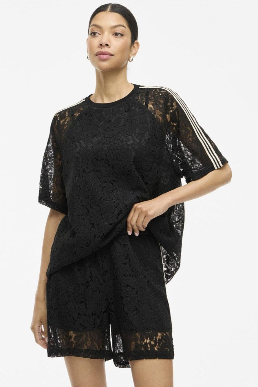 Vila - Violine 2/4 Lace T-Shirt /Ln - 4981492 Black