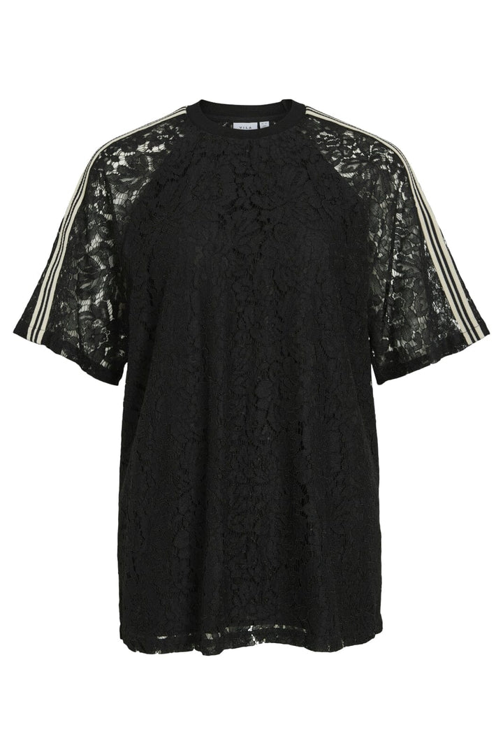 Vila - Violine 2/4 Lace T-Shirt /Ln - 4981492 Black