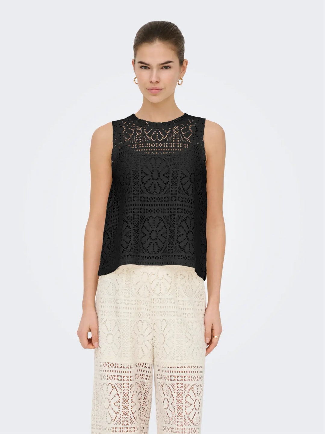 Only - Onllian Lace Tank Top - 5044905 Black