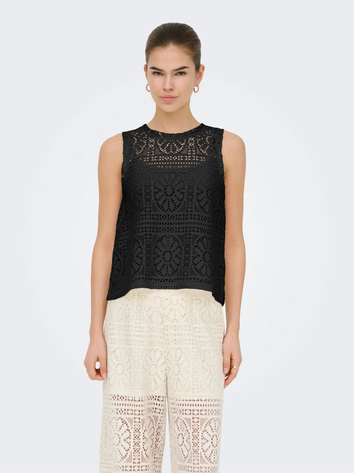 Only - Onllian Lace Tank Top - 5044905 Black