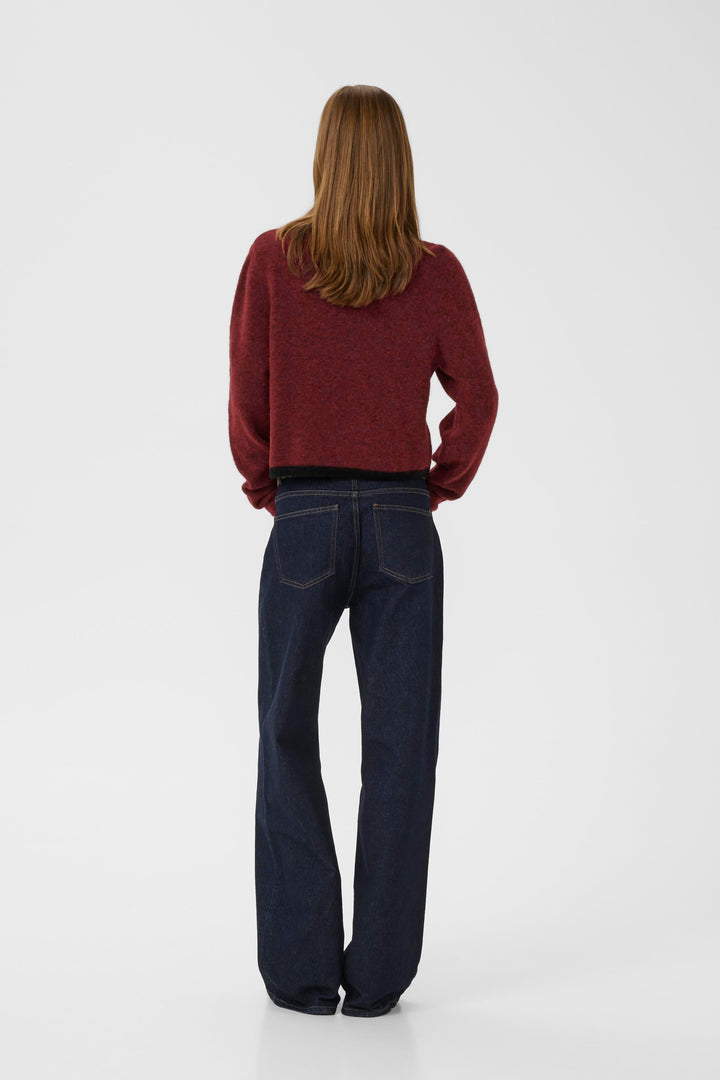 Gestuz - Gzalpha Ls Contrast Cardigan 10910459 - 108773 - Blood Red Melange/Black