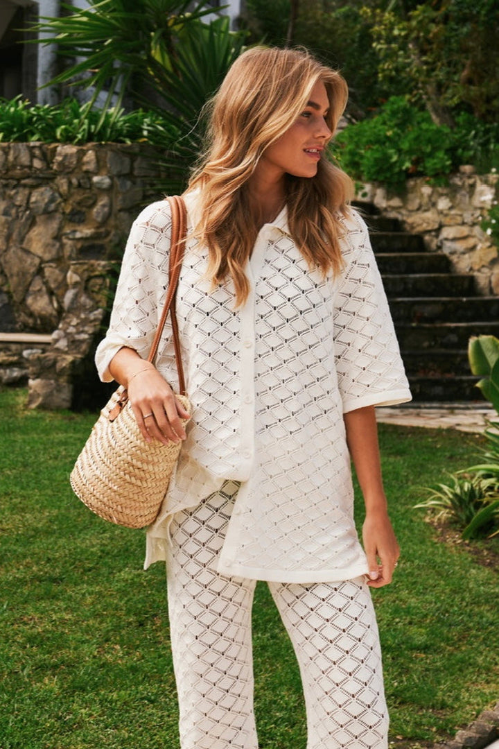 Forhåndsbestilling - Neo Noir - Sette Crochet Blouse 165216 - 121 - Off White