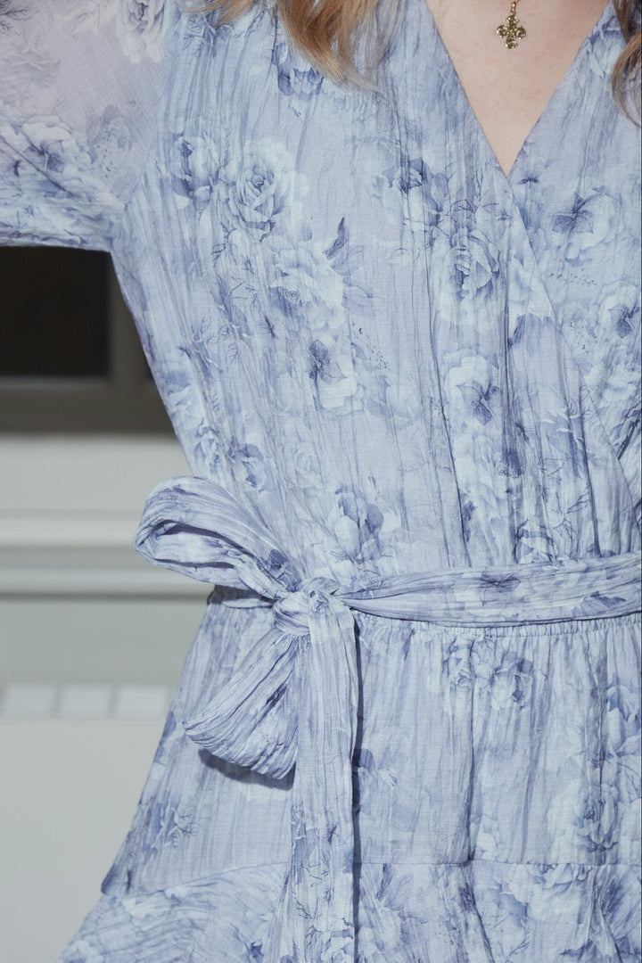 Neo Noir - Denila Crepe Print Dress 167618 - 142 - Dusty Blue