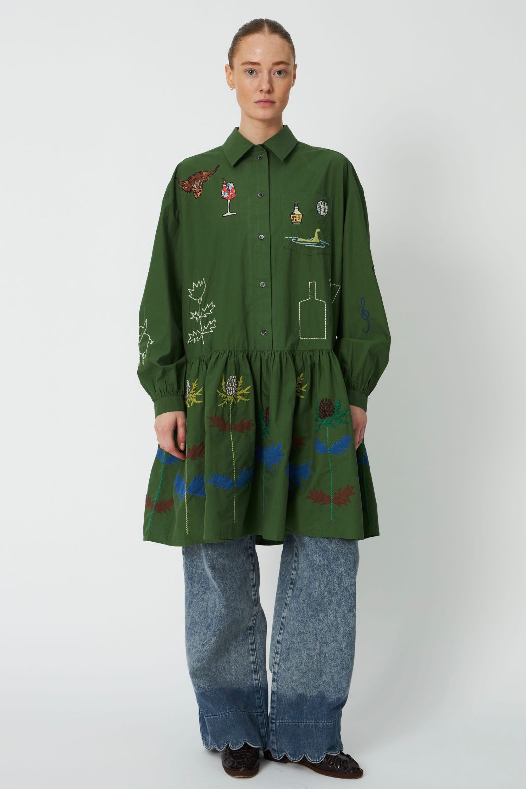 Stella Nova - Small Embroidery Dress Co63-4568 - 250 Green Leaf