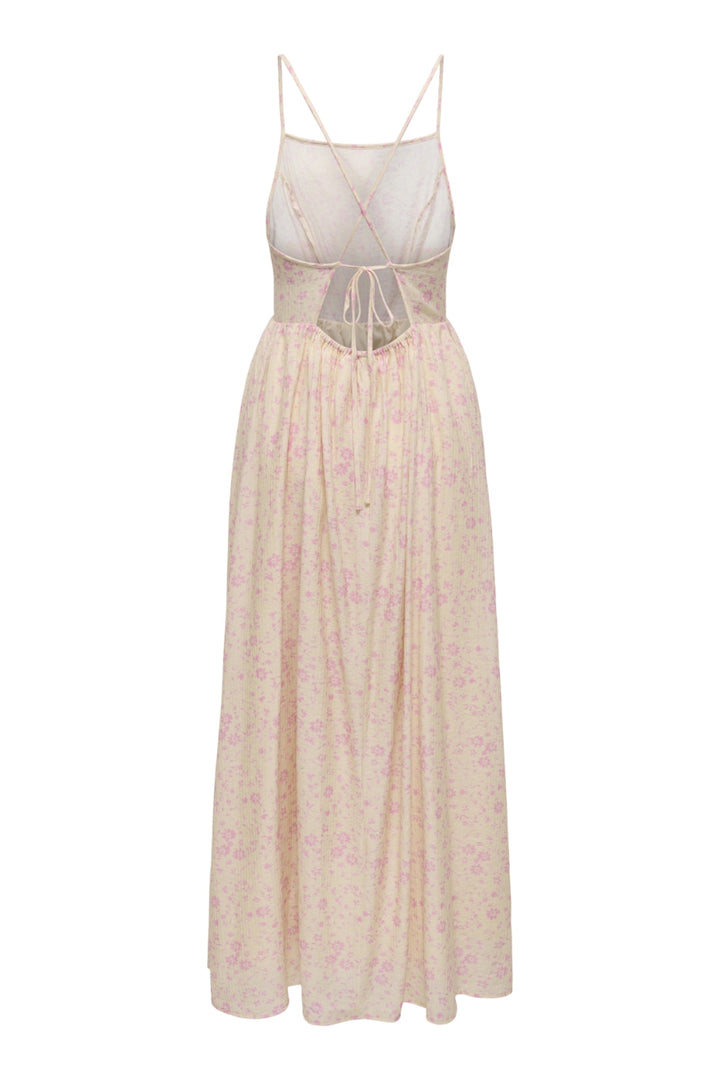 Only - Onleloise Maxi Strap Dress Ox - 4973306 Ecru Pale Pink Flowers