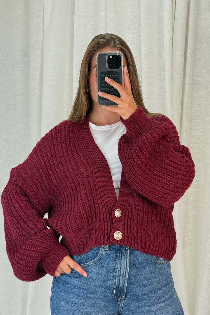 A-bee - Ivy Cardigan - Burgundy