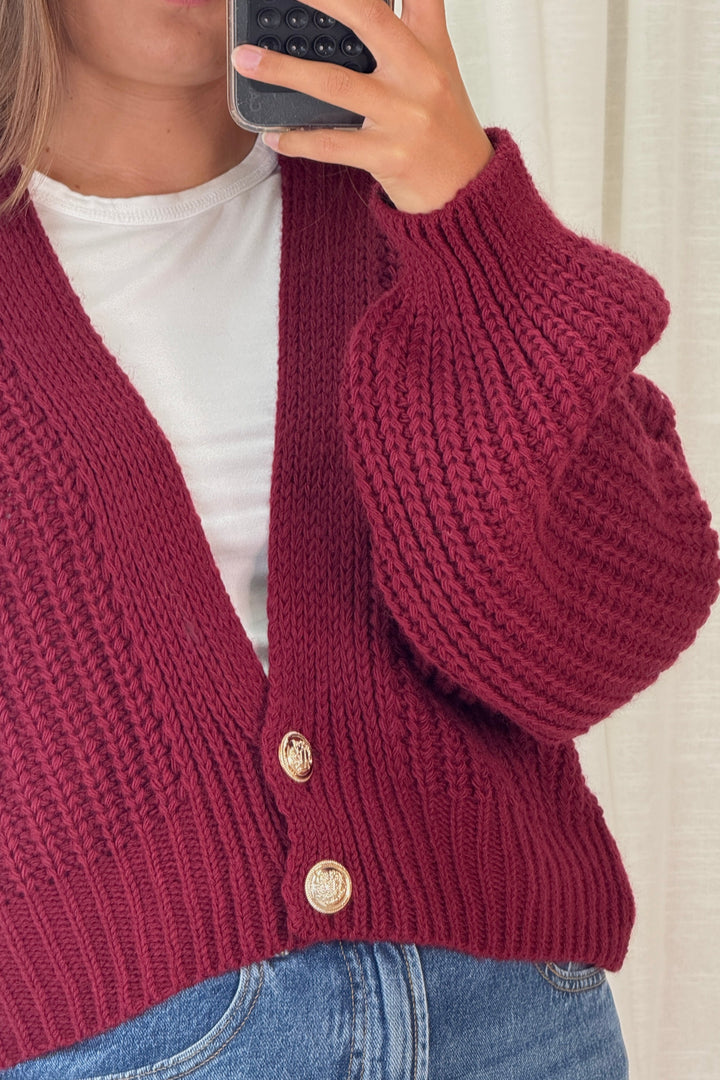 A-bee - Ivy Cardigan - Burgundy