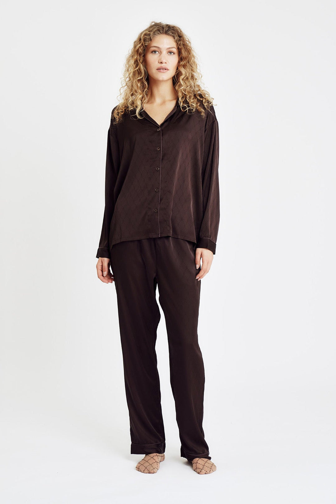 Hype The Detail - Satin Pyjamas 800-43 - 8989 - Brun