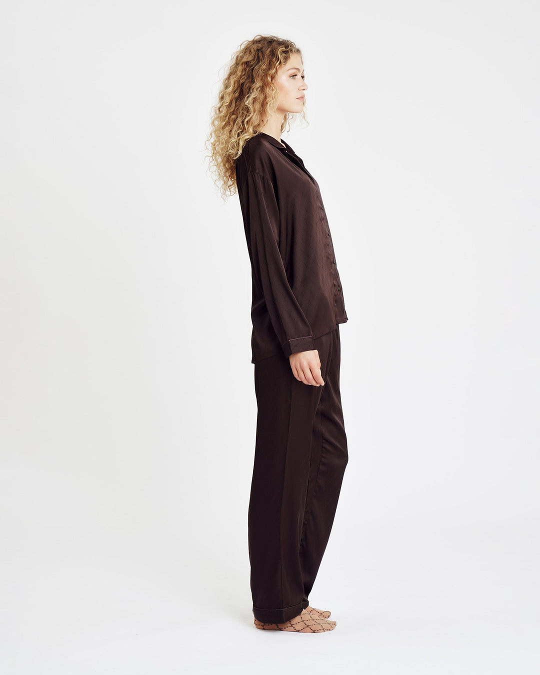 Hype The Detail - Satin Pyjamas 800-43 - 8989 - Brun