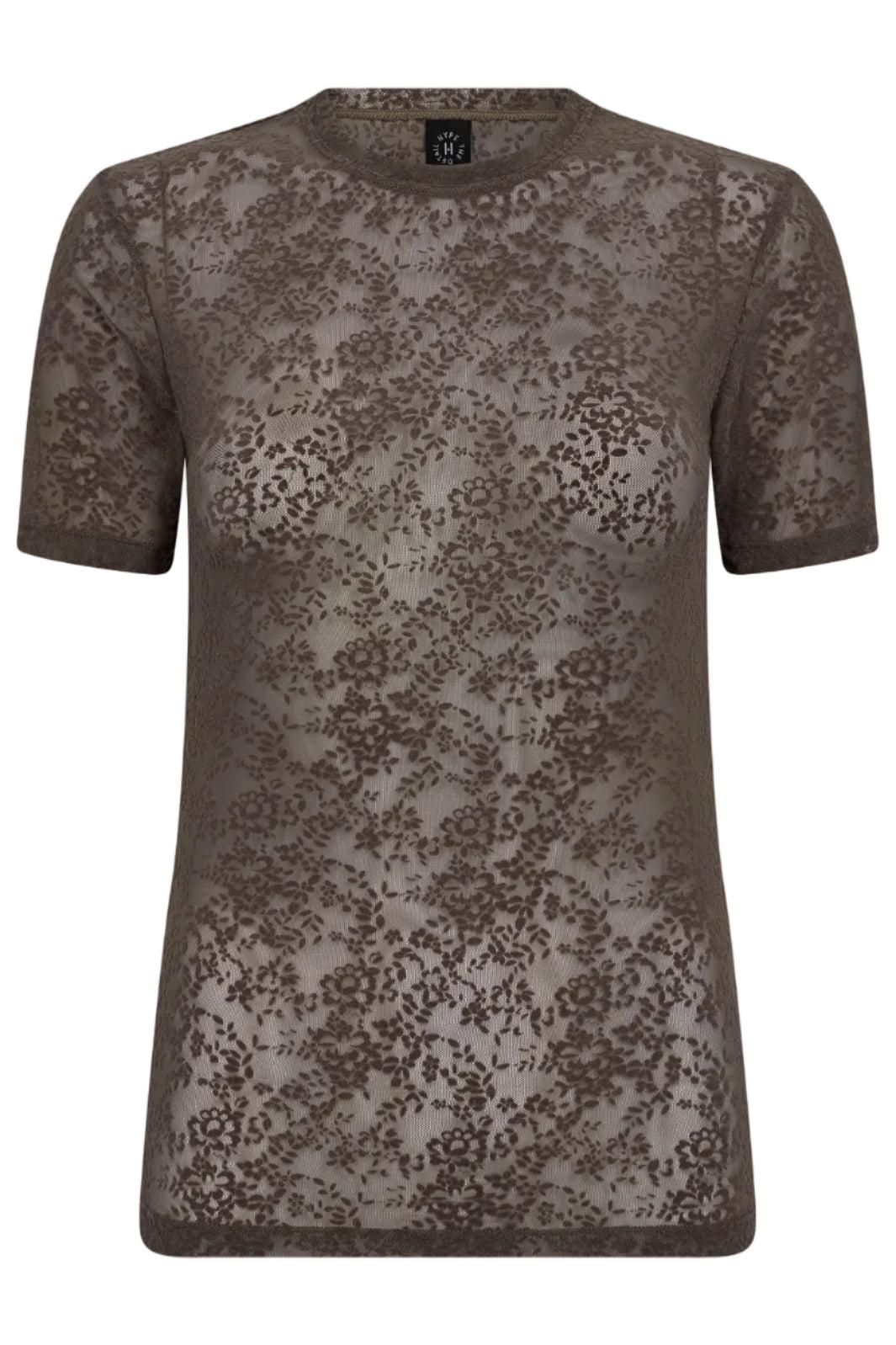 Hype The Detail - Lace Tee, Slim 852-2 - 2 - Brun