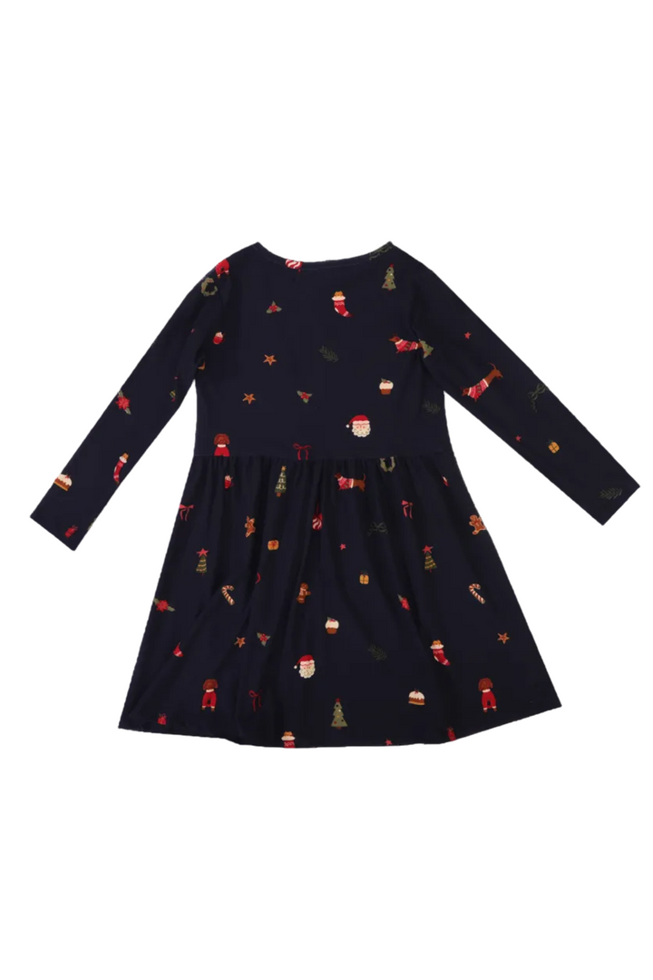 Liberte Ami - Alma-Ls-Babydoll-Dress (Kids) 9658 - Dog Navy
