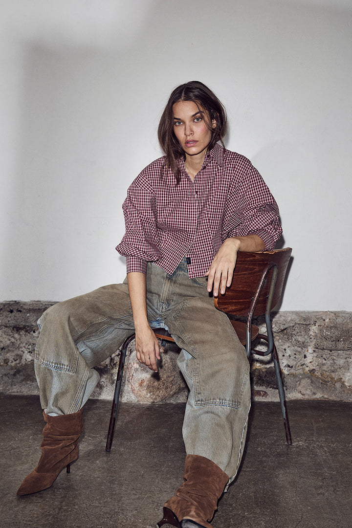 Haute L'Amitié - Musa Check Smock Shirt HL10753 - Wine