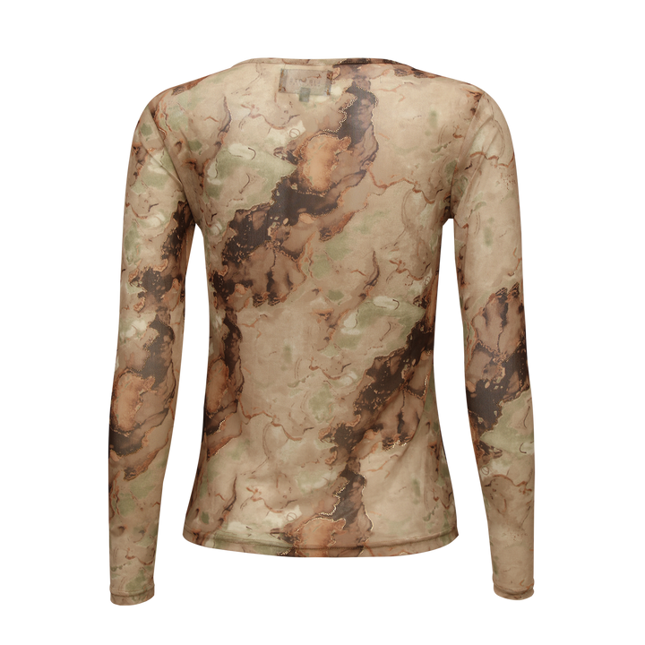 Liberte - Mesh-Ls-Tshirt 22065 - Brown Gold Marble