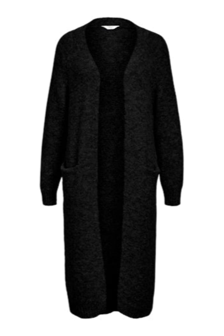 Object - Objmilu Ls Lo Long Knit Cardigan - 4856915 Black