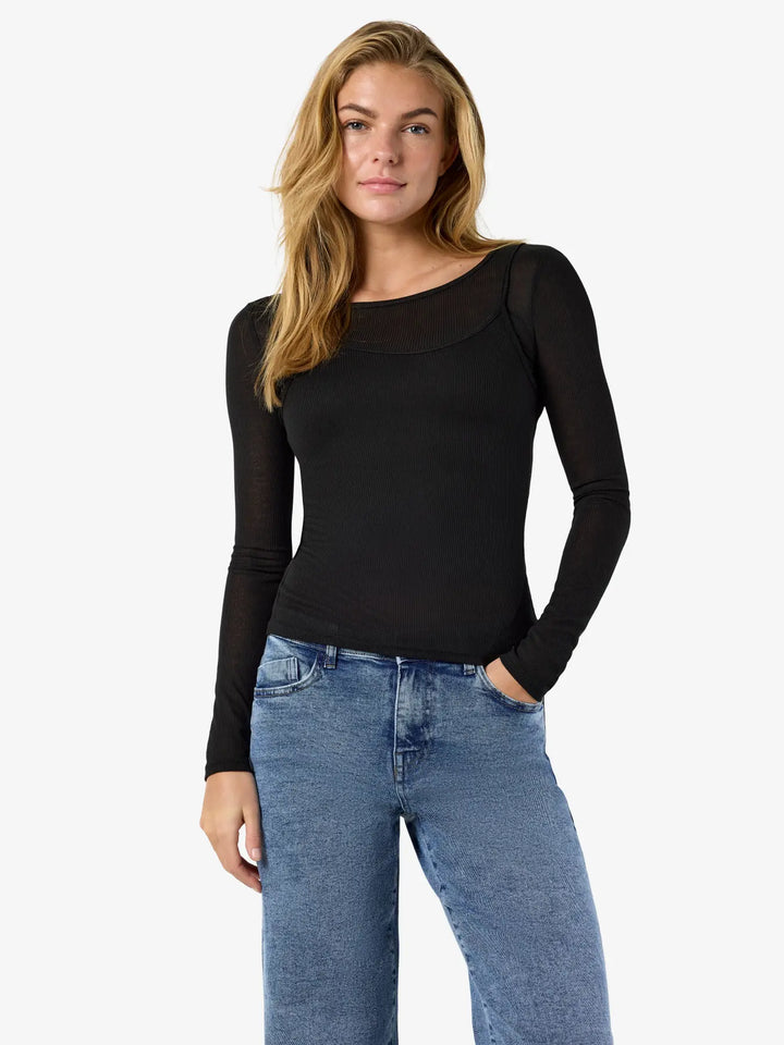 Noisy May - Nmnusa L/S Doublelayer Top - 5144779 Black