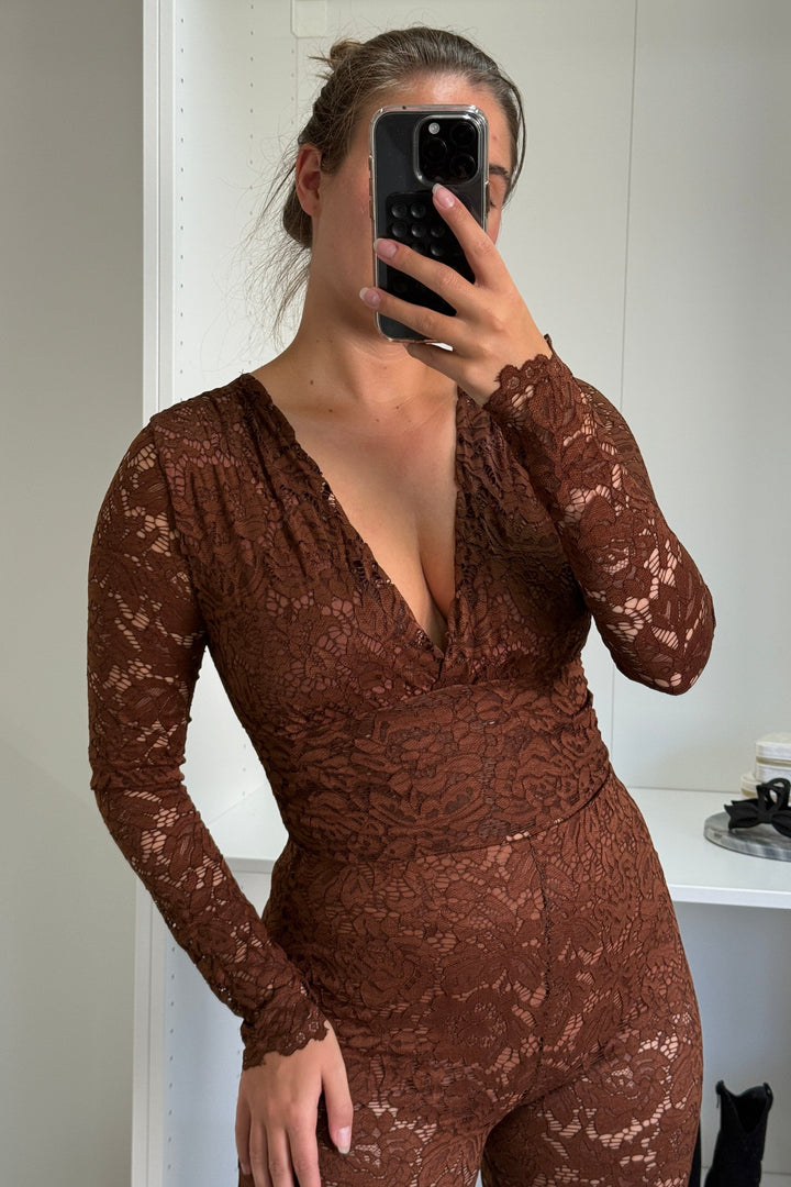 A-bee - Anabella Bodystocking - Dark Brown Bodystockings 