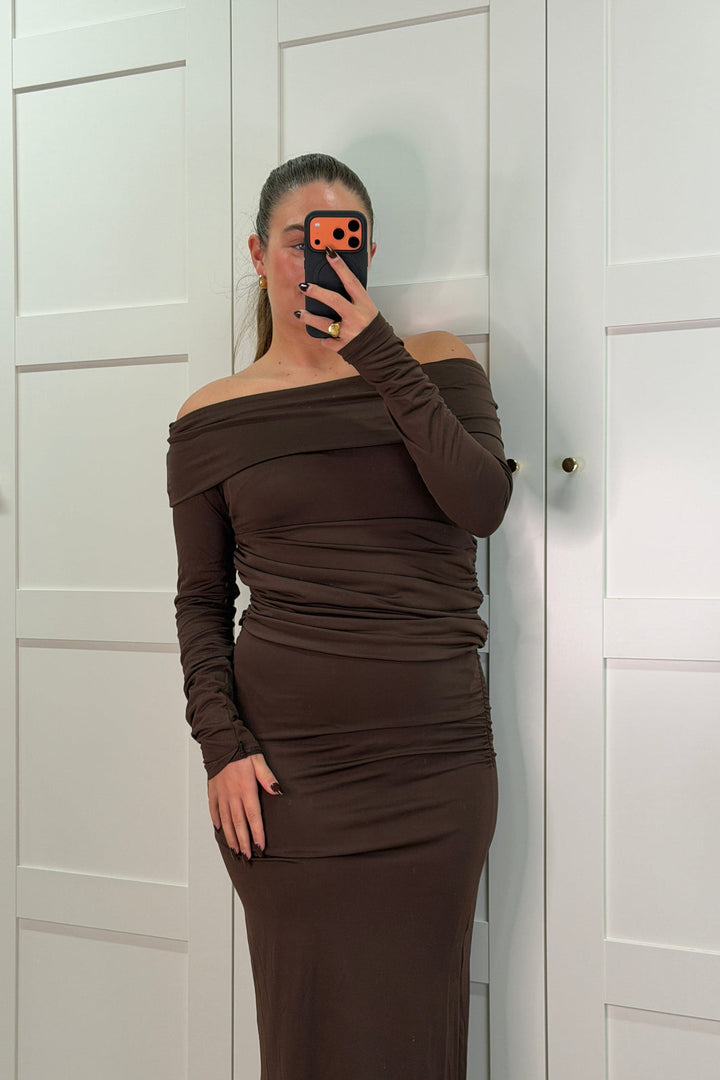 A-bee - Annelise Dress - Dark Brown Kjoler 