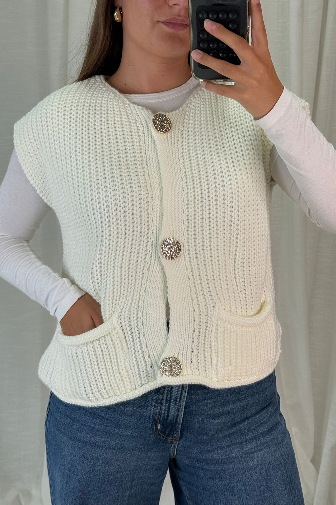 A-bee - Marya Vest - White Veste 