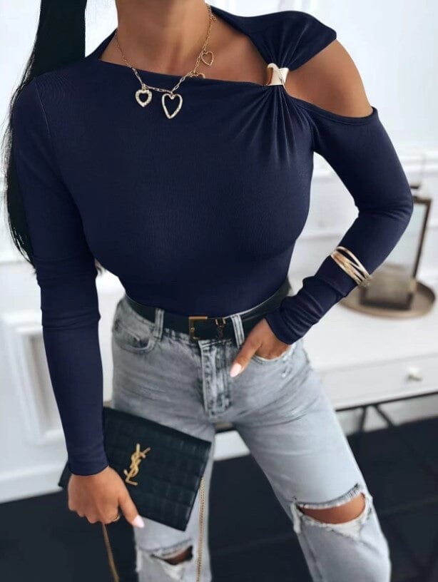 A-bee - Melinda Blouse - Navy Bluser 