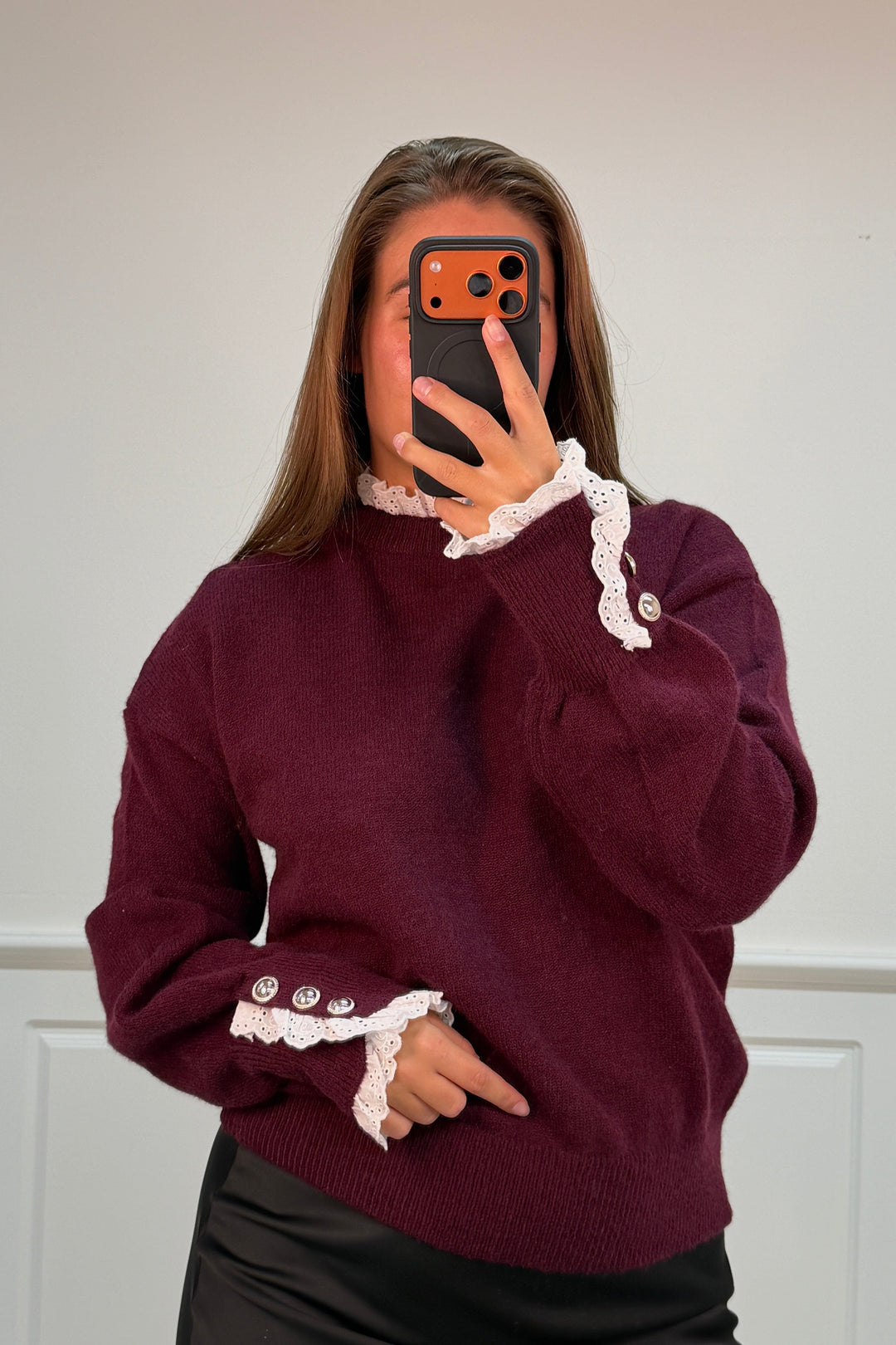 A-bee - Mirielle knit Sweater - Burgundy Strikbluser 