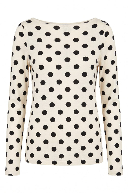 A-Bee - Poppy 97201 - Cream With Black Polka Dot Bluser 