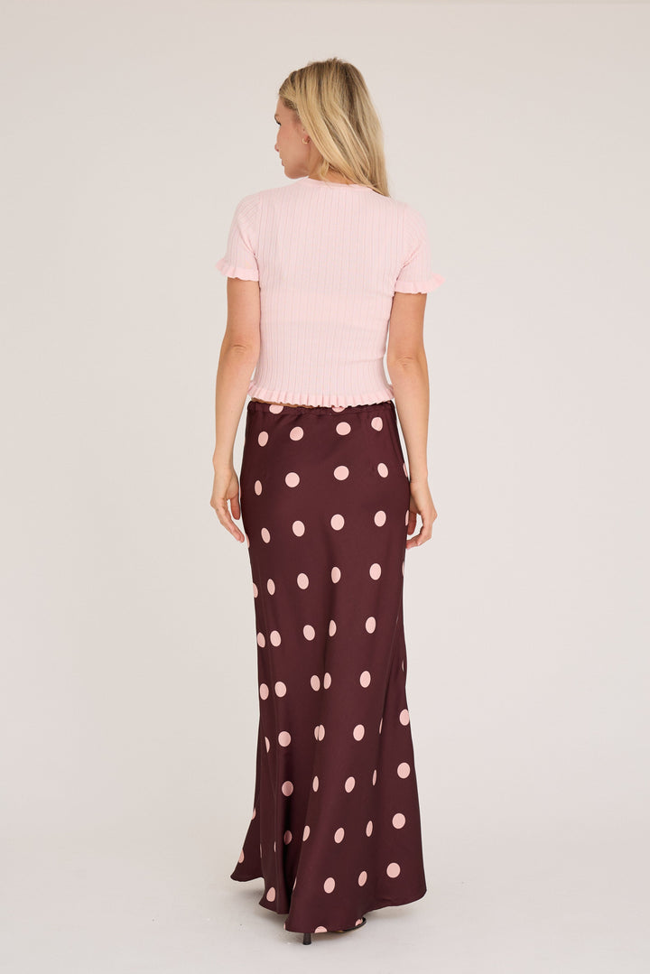 A-View - Emily Dot Skirt AV8192 - 373 - Bordeaux/Rose Nederdele 