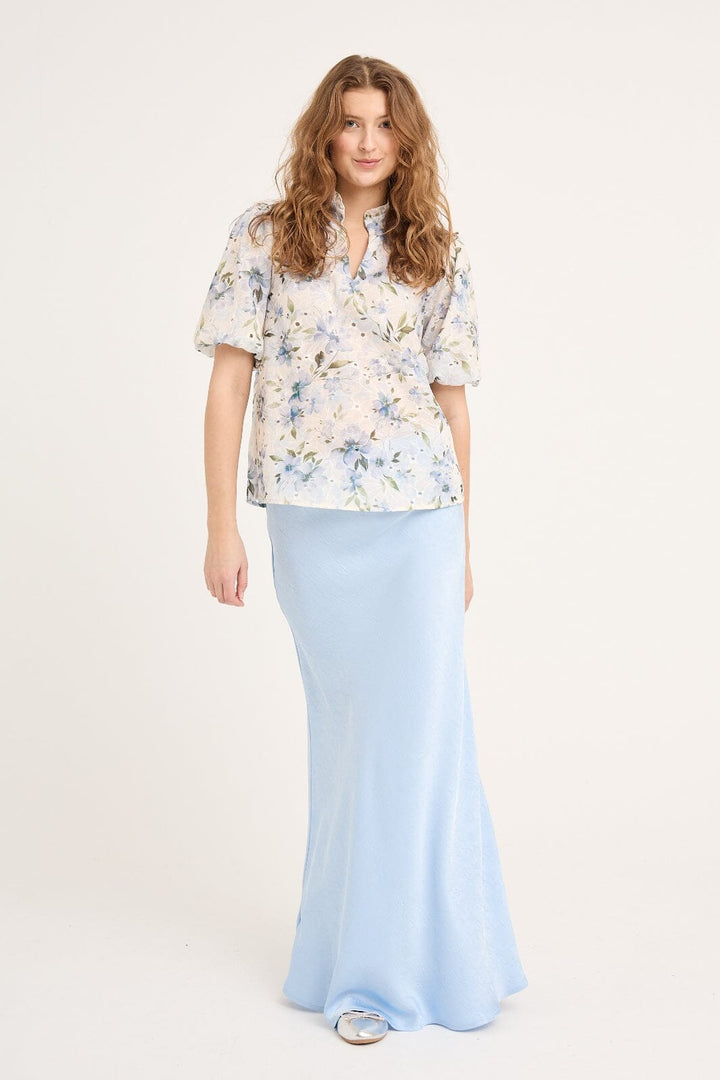 A-View - Grete S/S Blouse AV6057 - 144 - White/Blue