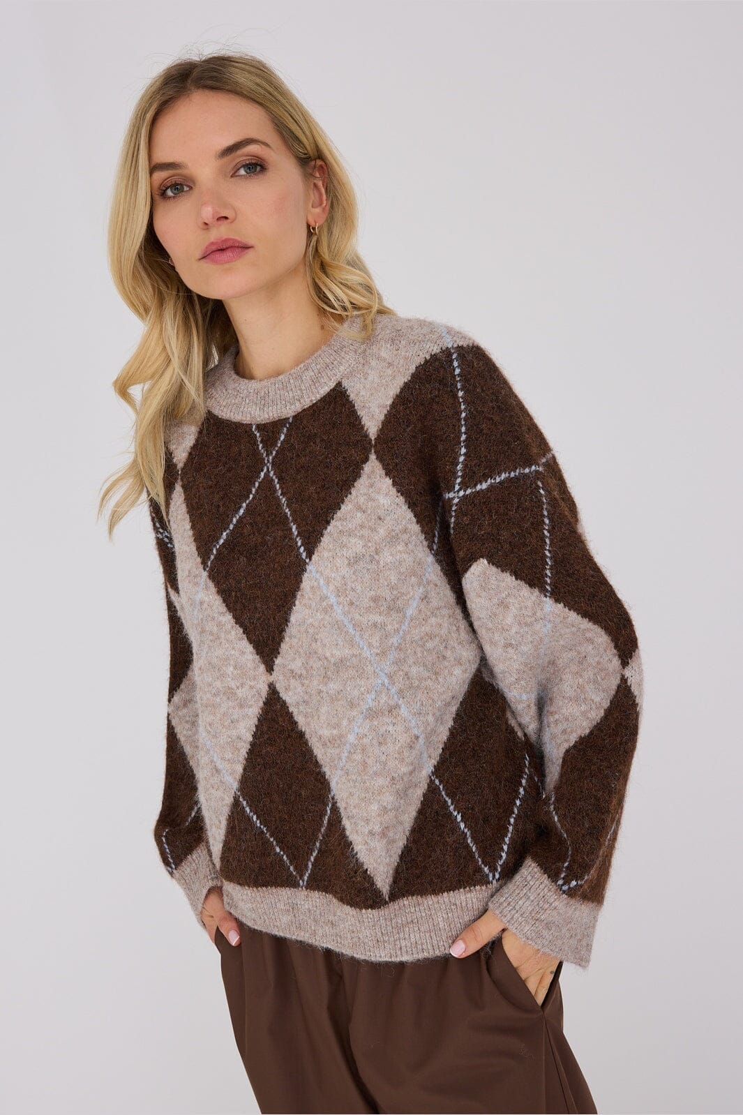 A-View - Harlekin Knit Pullover AV8218 - 194 - Dark Brown