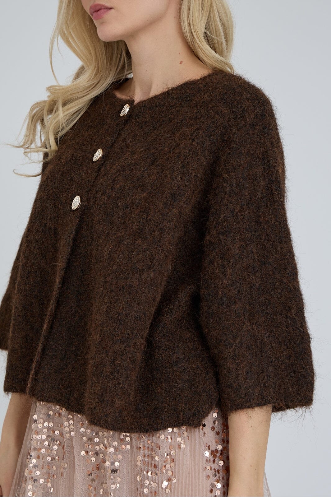 A-View - Olivia Knit Cardigan AV8308 - 194 - Dark Brown