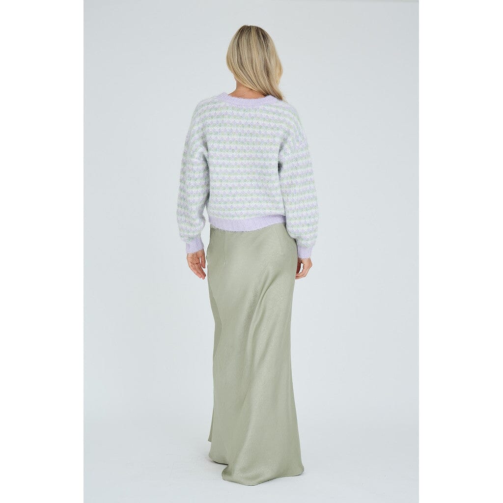 A-View - Sassi Knit Pullover AV7072 - 180 - Green/Purple Strikbluser 