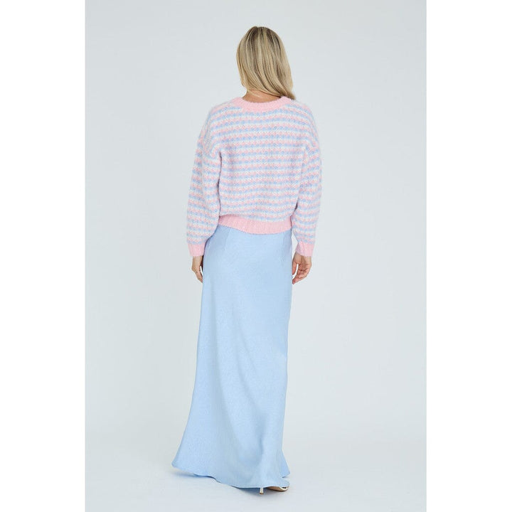 A-View - Sassi Knit Pullover AV7072 - 260 - Rose/Blue Strikbluser 