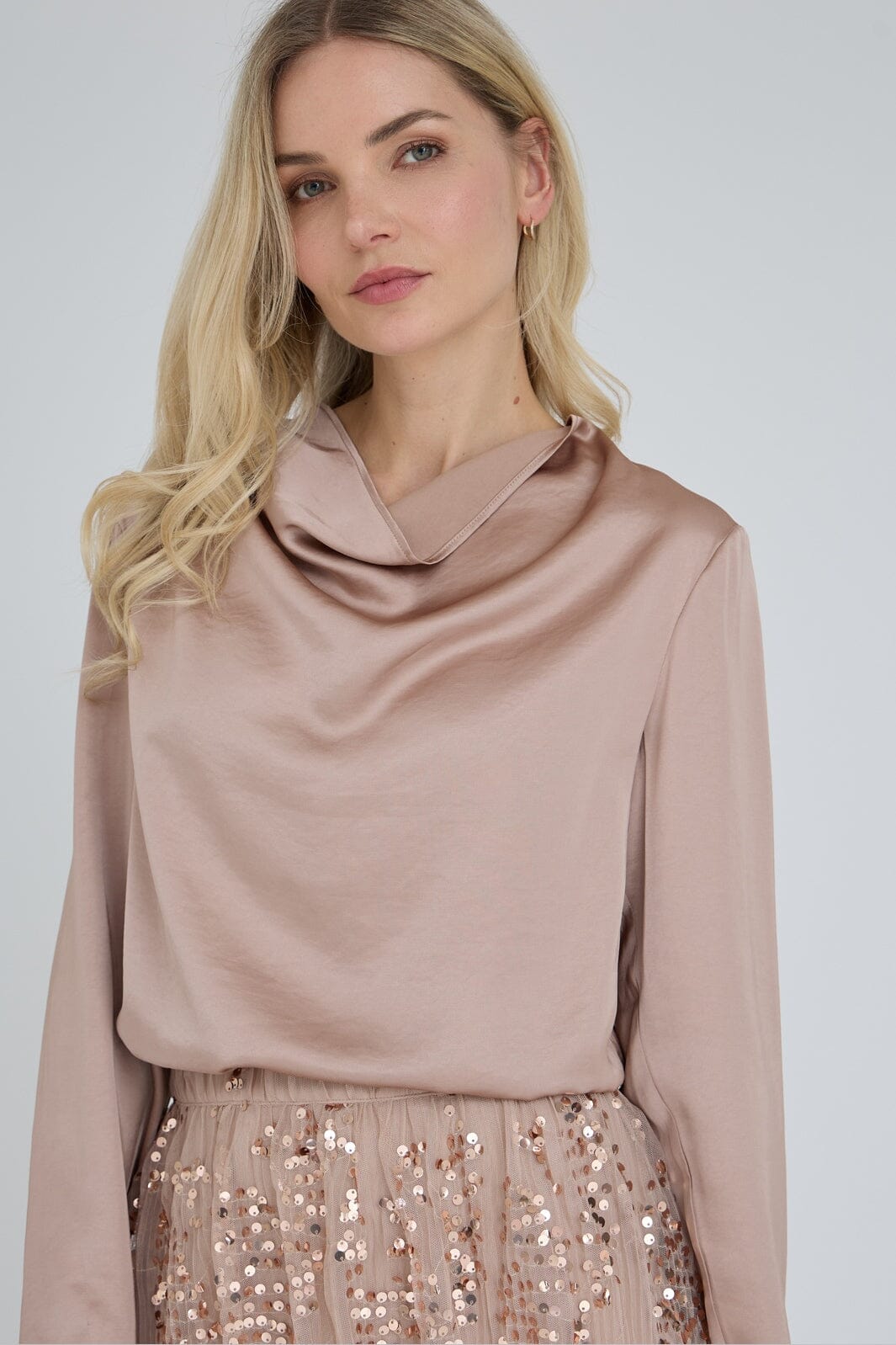 A-View - Sinda Drape Blouse AV8253-V - 316 - Almond