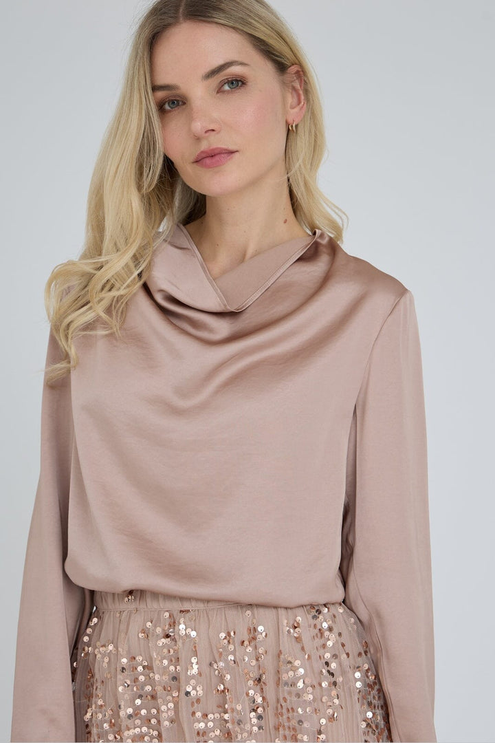 A-View - Sinda Drape Blouse AV8253-V - 316 - Almond