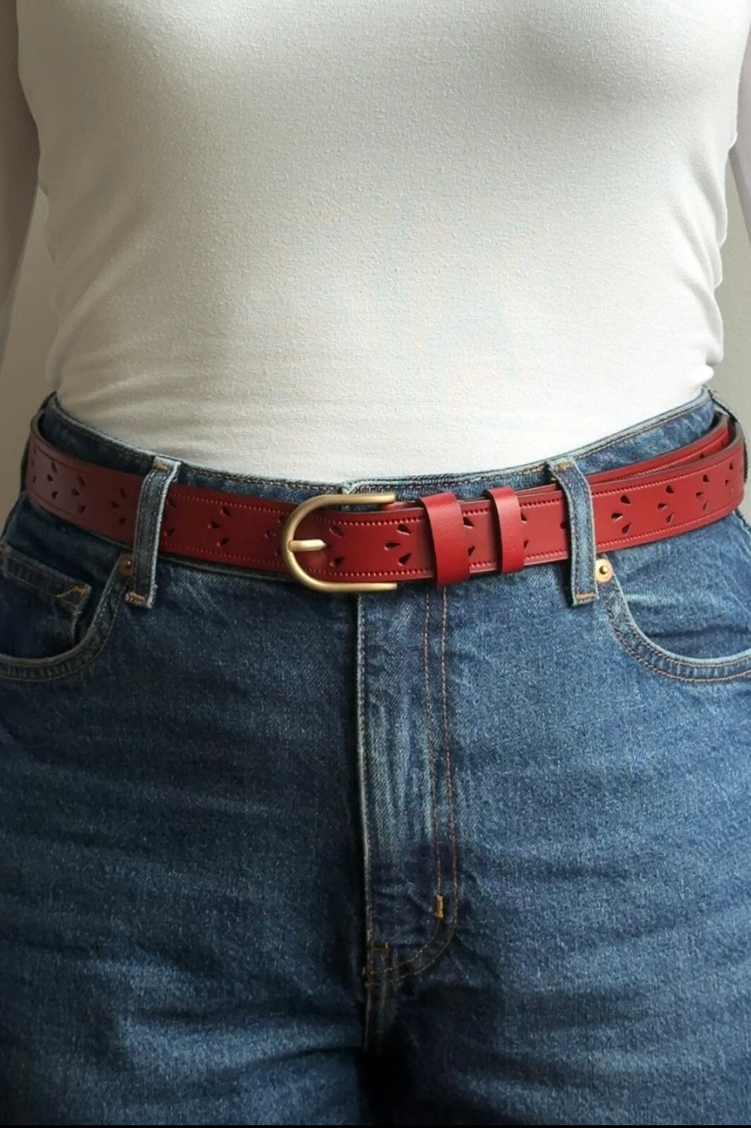 Anobel Copenhagen - Womens Belt Flower Pattern CF-9003 - Red Bælter 