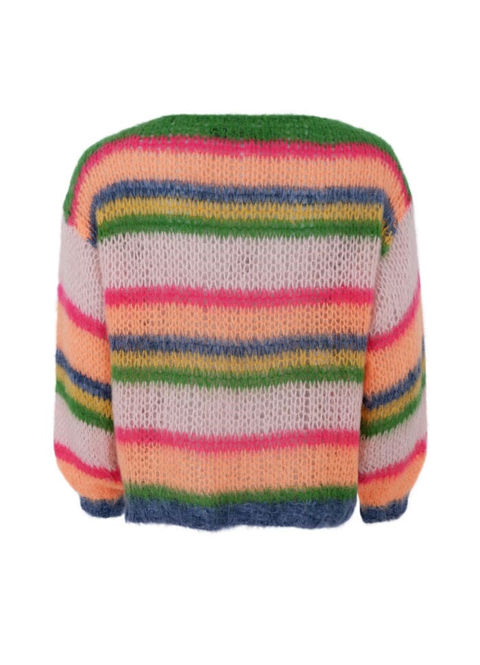 Black Colour - Bcanna Multi Striped Jumper 1241 - Orange Multi Strikbluser 