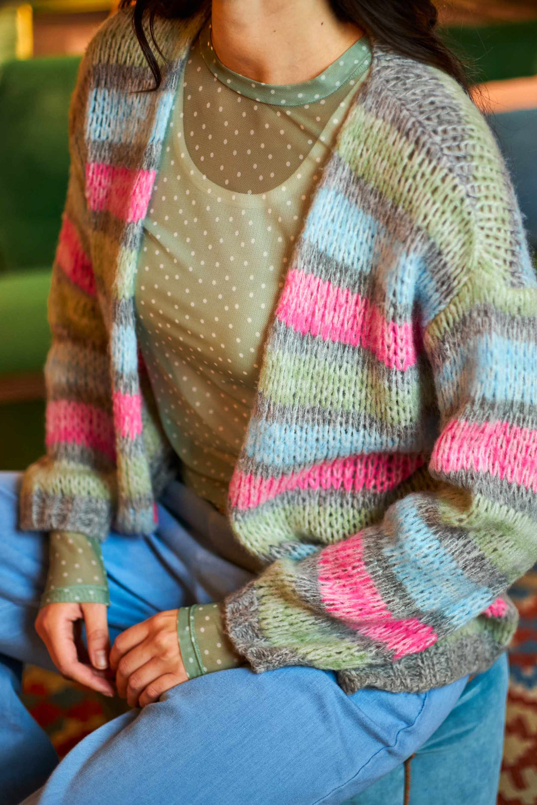 Black Colour - Bcanne Mesh Blouse 41138 - Shirts - Green Dot Bluser 