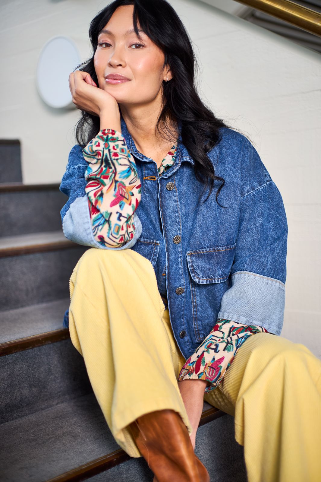 Black Colour - Bccora Corduroy Box Pant 40676 - Lt. Yellow